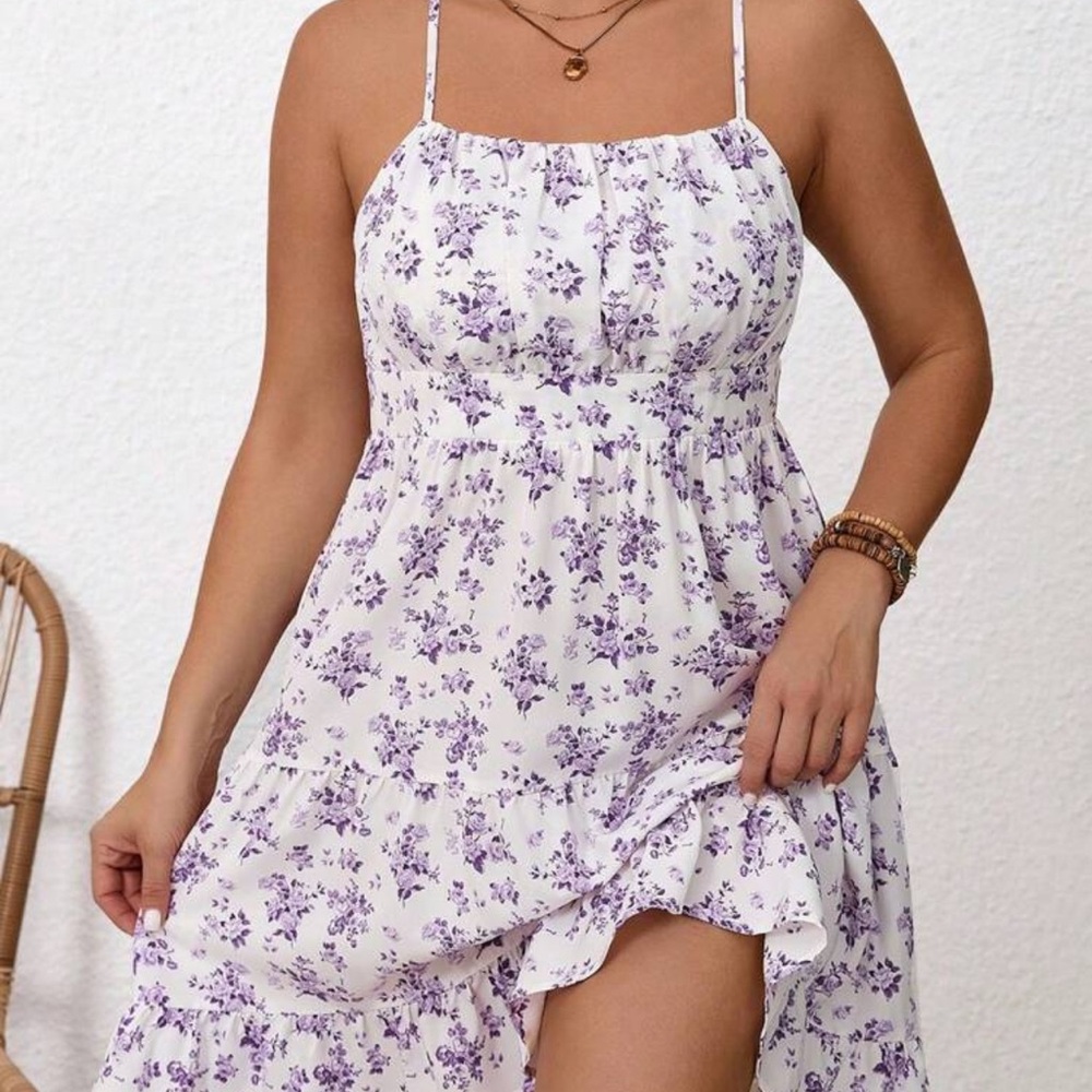 Floral Purple and White Women's Sun Dress NWT